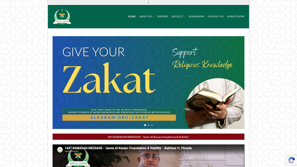 Screenshot of the Jamia Al-Karam website
