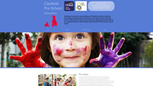 Screenshot of the Clanfield Pre-School website