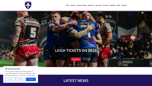Screenshot of the Wakefield Trinity Community Trust website