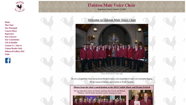 Screenshot of the Dalston Male Voice Choir website