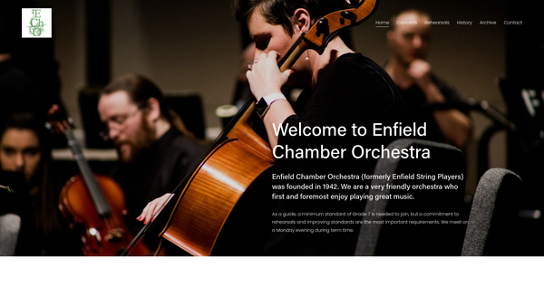 Screenshot of the The Enfield Chamber Orchestra website