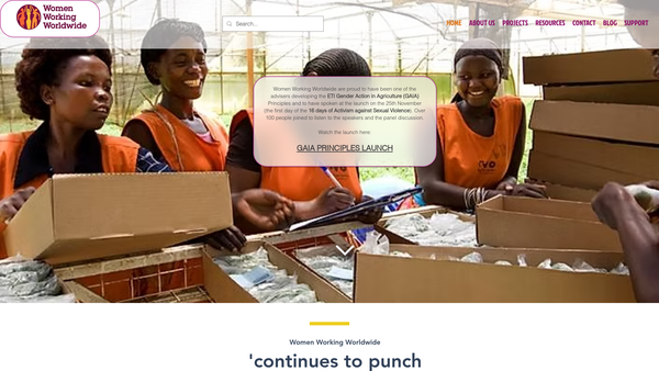 Screenshot of the Women Working Worldwide website