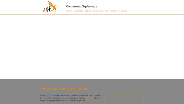 Screenshot of the Cameron's Orphanage Project website