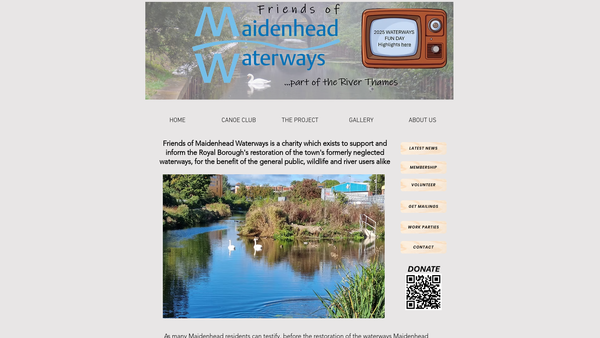 Screenshot of the Maidenhead Waterways Restoration Group website