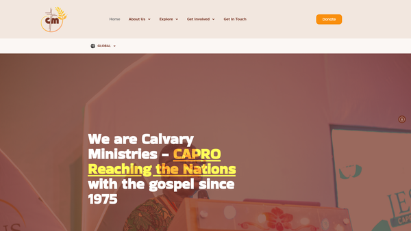 Screenshot of the Calvary Ministries Worldwide website