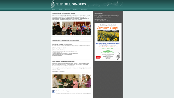 Screenshot of the The Hill Singers website