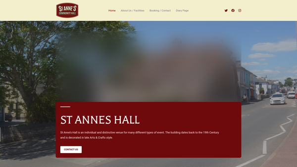 Screenshot of the St Anne's Hall, Babbacombe Limited website