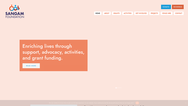 Screenshot of the Sangam Foundation website