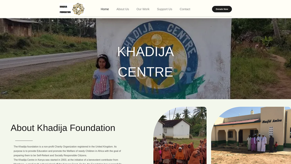 Screenshot of the Khadija Foundation website