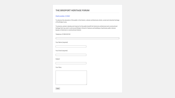 Screenshot of the The Bridport Heritage Forum website