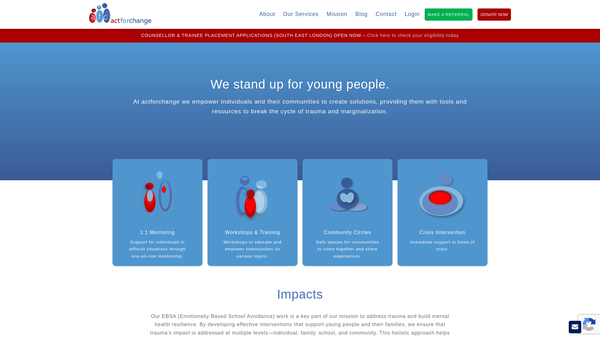 Screenshot of the Act For Change website