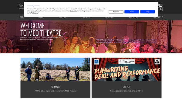 Screenshot of the Manaton And East Dartmoor Theatre website