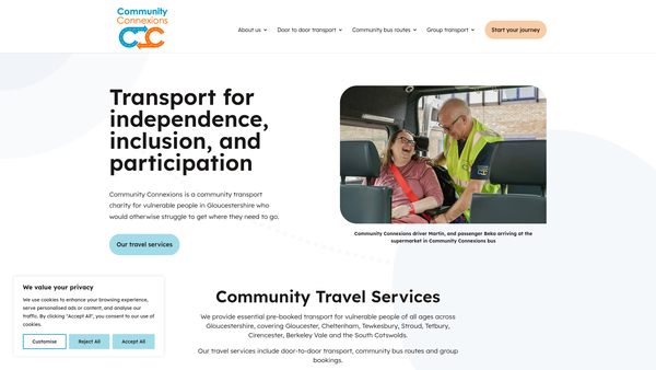 Screenshot of the Community Connexions website