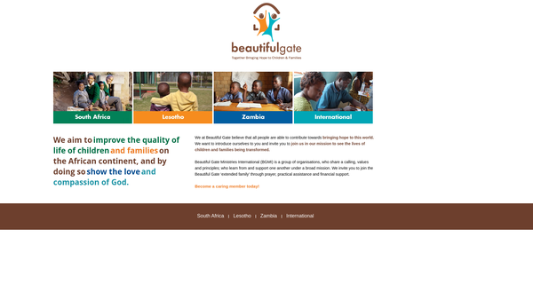 Screenshot of the Beautiful Gate Ministries International UK website