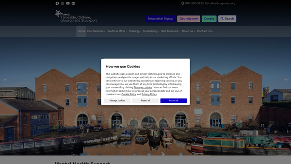 Screenshot of the Stockport And District Mind website