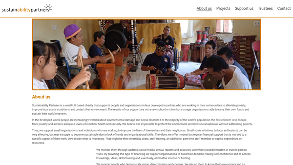 Screenshot of the Sustainability Partners website