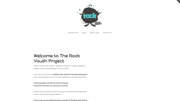 Screenshot of the The Rock-Currock Youth Project website