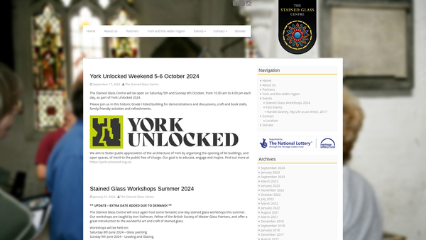 Screenshot of the The Stained Glass Trust website