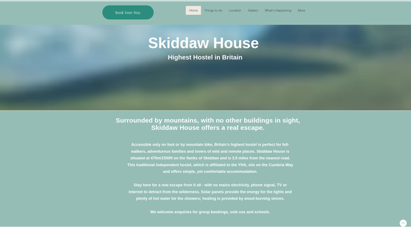 Screenshot of the Skiddaw House Foundation website