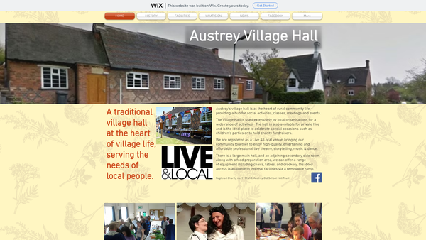 Screenshot of the Austrey Old School Hall Trust website