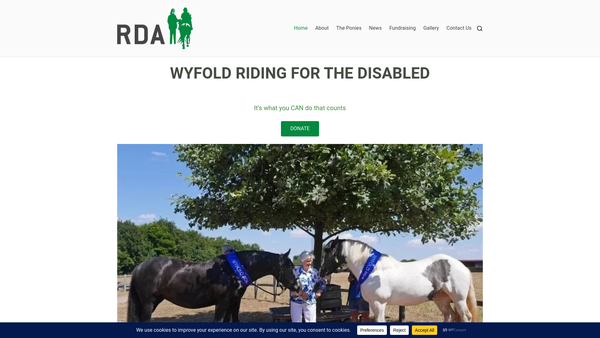 Screenshot of the Wyfold Group Riding For The Disabled website