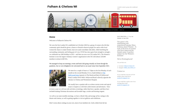 Screenshot of the Fulham And Chelsea Womens Institute website