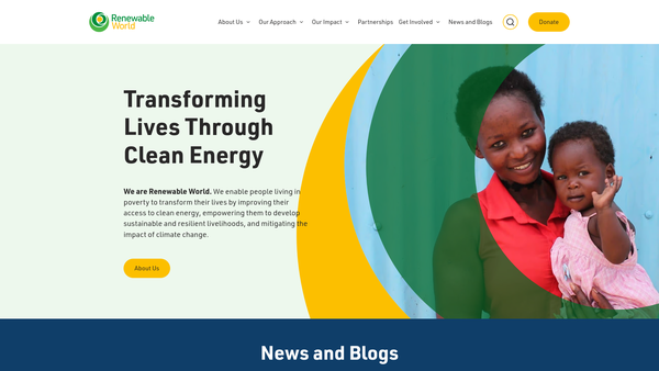 Screenshot of the Renewable World website