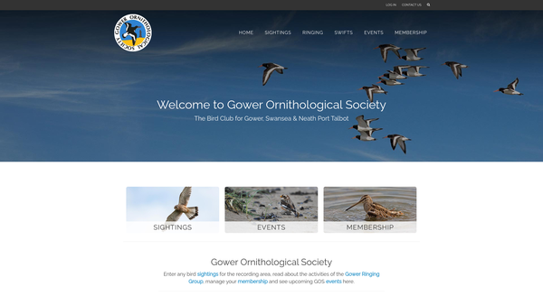 Screenshot of the Gower Ornithological Society website