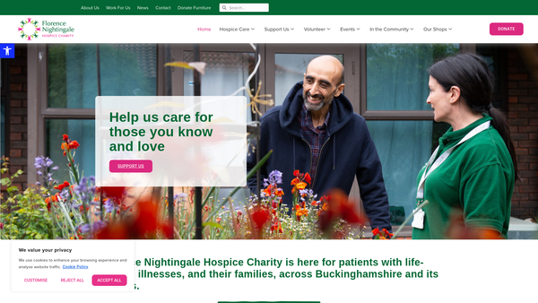 Screenshot of the Florence Nightingale Hospice Charity website