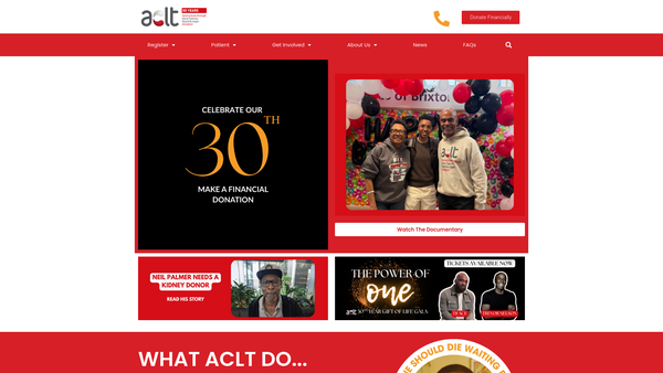 Screenshot of the African Caribbean Leukaemia Trust website
