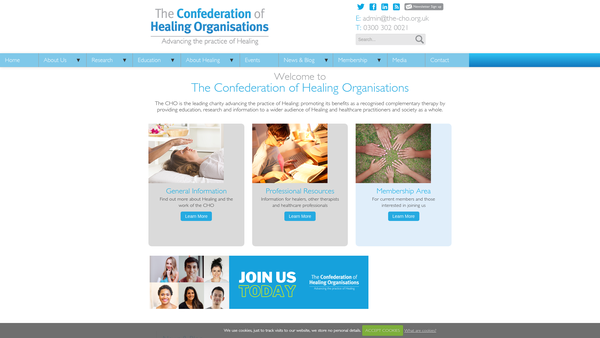Screenshot of the The Confederation Of Healing Organisations website