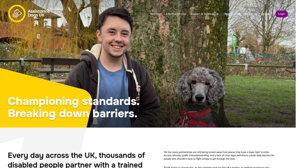 Screenshot of the Assistance Dogs (UK) website