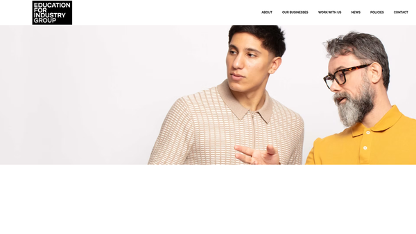 Screenshot of the Education For Industry Group website