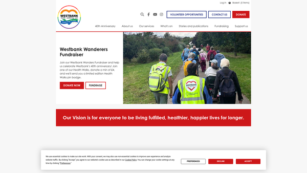 Screenshot of the Westbank Community Health And Care website