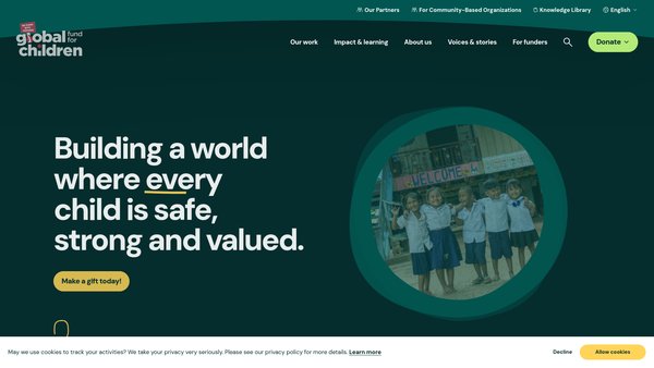 Screenshot of the The Global Fund For Children UK Trust website