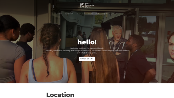 Screenshot of the Kings Community Church (Southampton) website