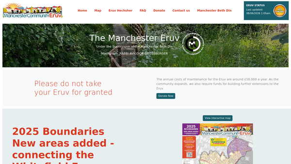 Screenshot of the The Manchester Eruv Committee website