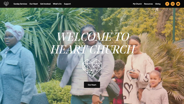 Screenshot of the Heart Church website