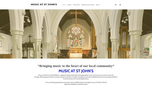 Screenshot of the Music At St Johns Limited website