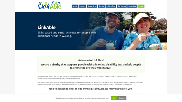 Screenshot of the Linkable Woking website