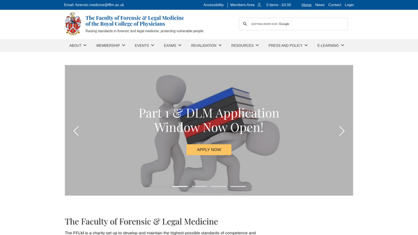 Screenshot of the The Faculty Of Forensic & Legal Medicine Of The Royal College Of Physicians website