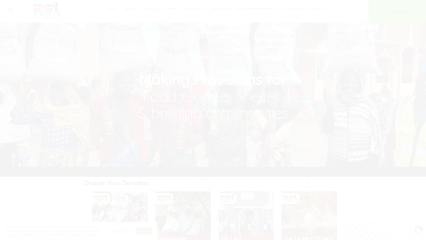 Screenshot of the Malawi Relief Fund UK website
