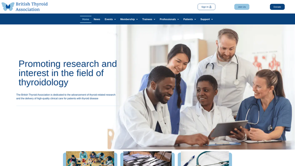 Screenshot of the The British Thyroid Association website