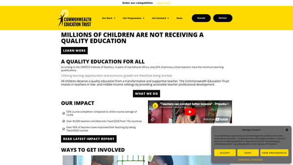 Screenshot of the The Commonwealth Education Trust website