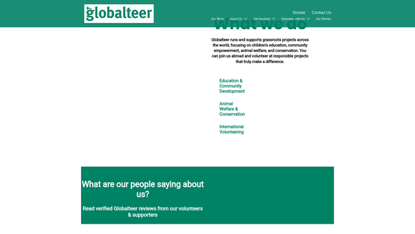 Screenshot of the Globalteer website