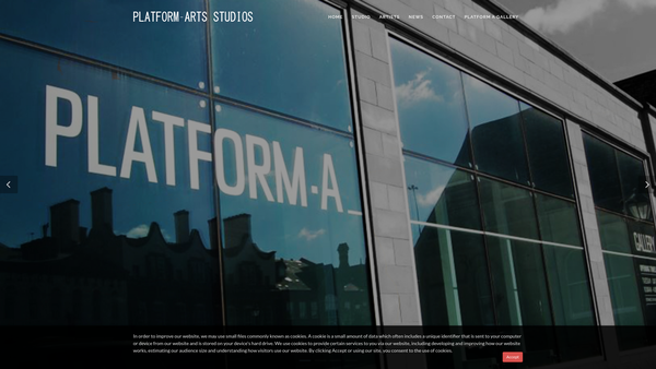 Screenshot of the Platform Arts Limited website