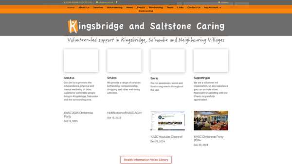 Screenshot of the Kingsbridge And Saltstone Caring Ltd website