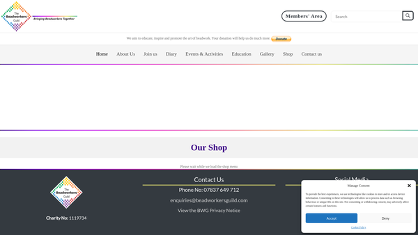 Screenshot of the The Beadworkers Guild website