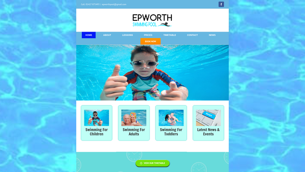 Screenshot of the South Axholme Community Swimming Pool Association website