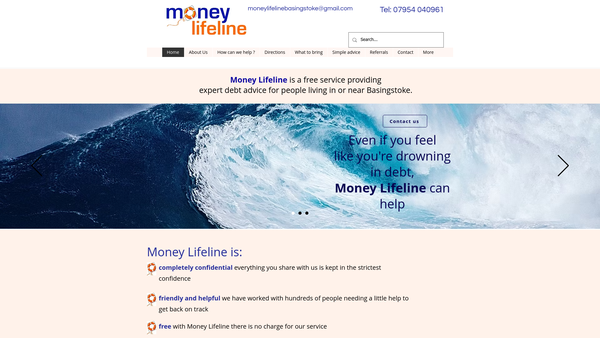Screenshot of the Money Lifeline website